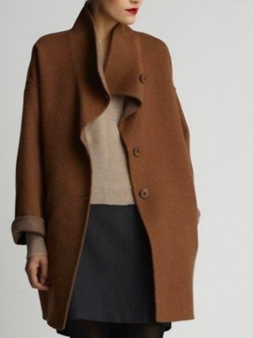 Eileen Fisher Baby Alpaca Blend Doubleface Shawl Collar Coat | Gray L | Like New